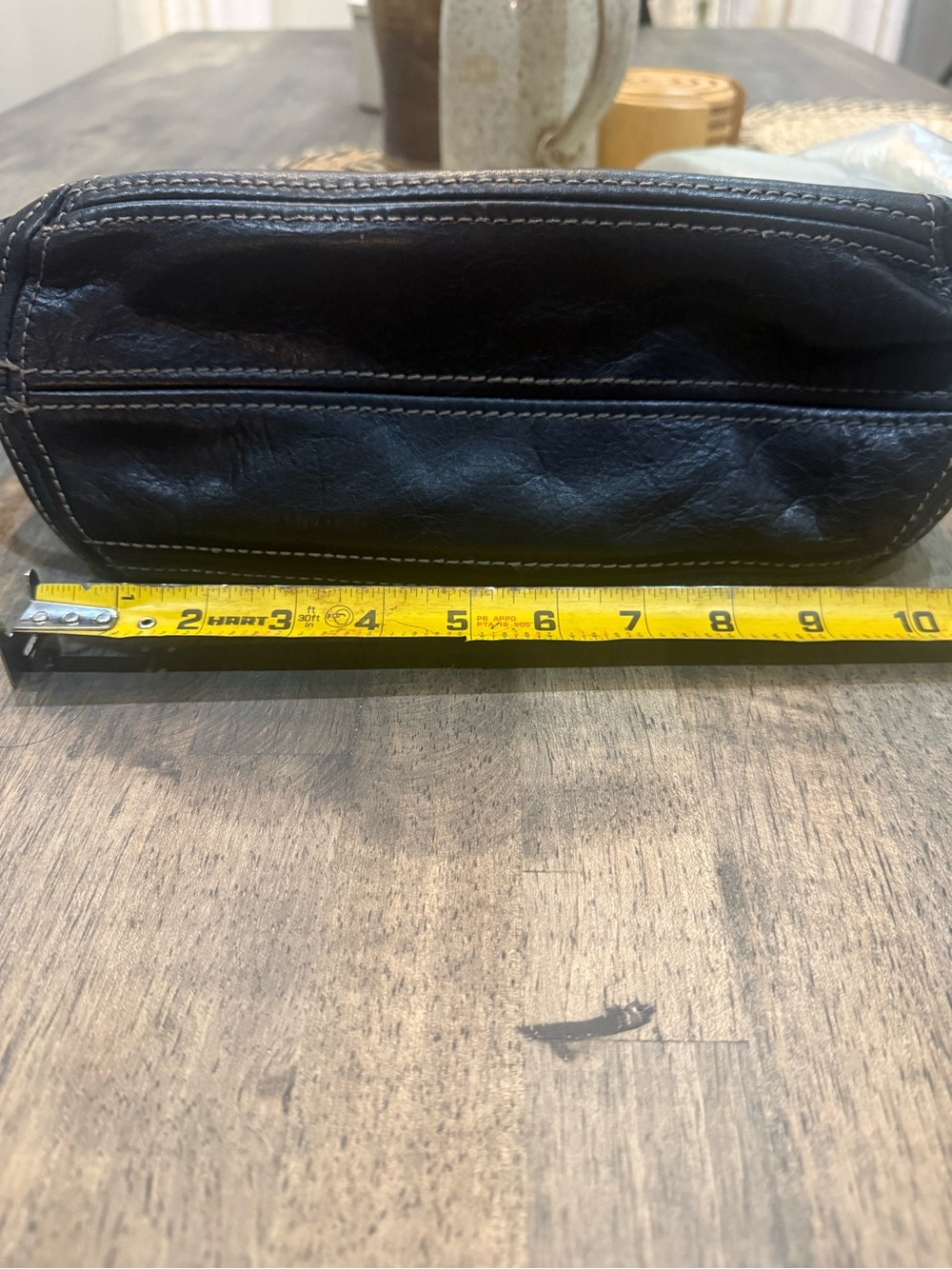 FOSSIL Y2K Era Leather Shoulder Bag! Large Zippers Key Hanging Stitching 12x7 - Picture 7 of 8